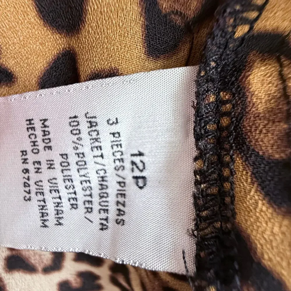 Y2K Leopard Blazer‎ Open Front Cardigan Animal Print Statement Jacket Womens 12P